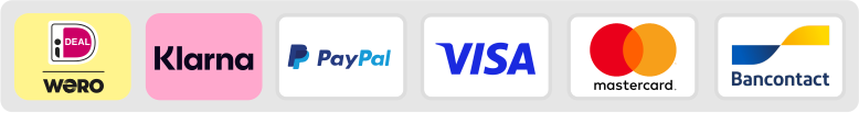 Betaalmethoden: iDEAL, Bancontact, Visa, Mastercard, Klarna en PayPal