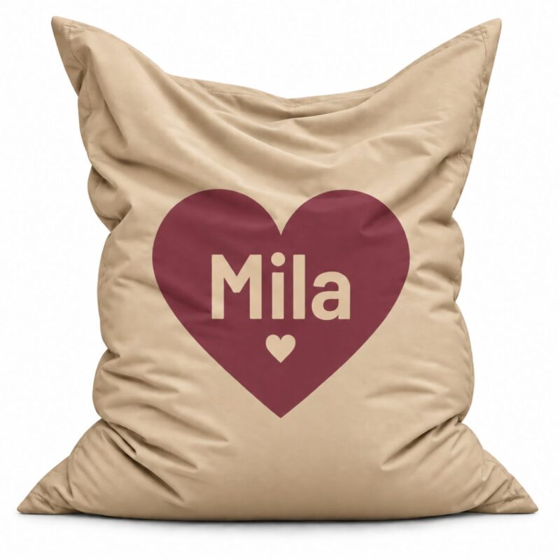 Zitzak Heart Burgundy met naam