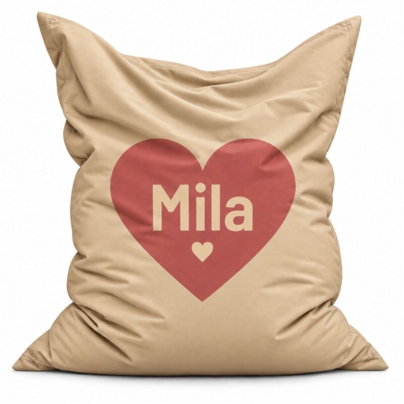 Zitzak Heart Dusty Red met naam