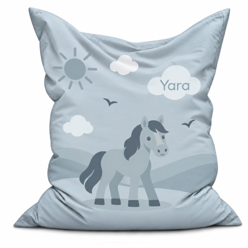 Zitzak Paard Dusty Blue – met optionele naam