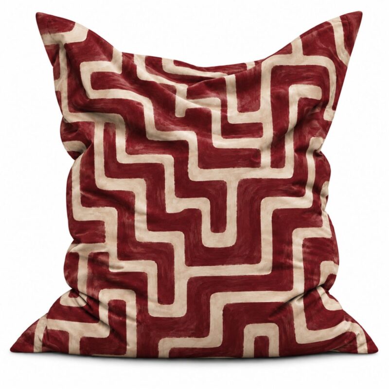Zitzak Organic Labyrinth Burgundy & Cream